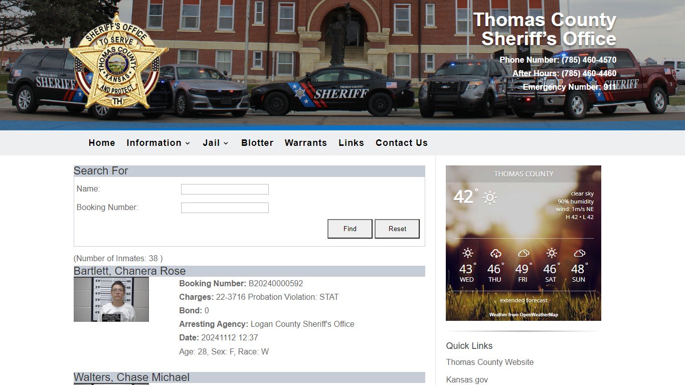 Inmates | Thomas County Sheriffs Office