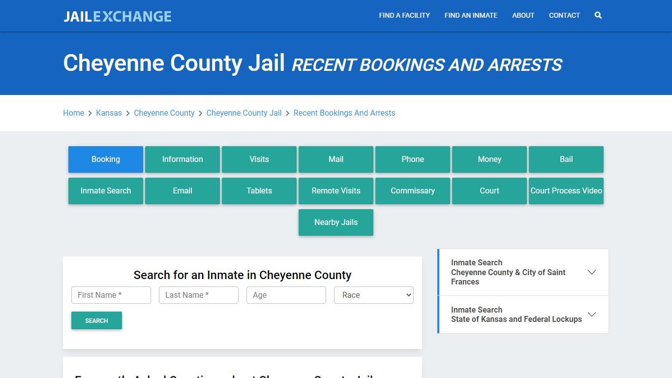 Cheyenne County Jail KS Recent Arrests and Bookings